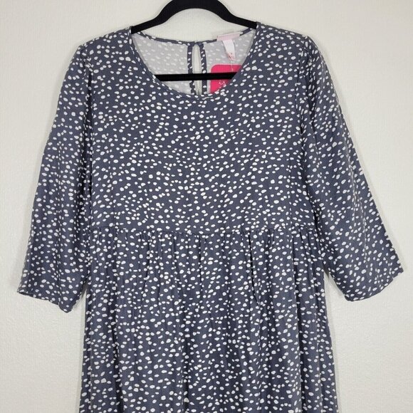 Ingrid & Isabel Maternity Maxi Dress Women Medium Blue Polka Dot 3/4 Sleeve - Picture 2 of 11